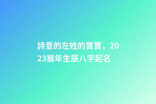 詩意的左姓的寶寶，2023猴年生辰八字起名