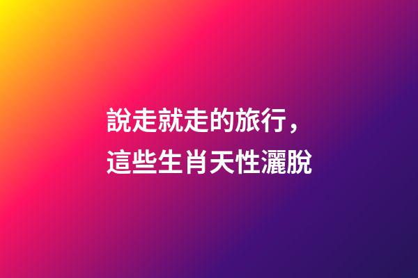 說走就走的旅行，這些生肖天性灑脫