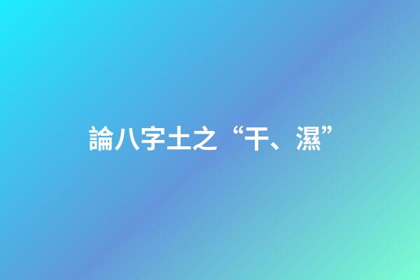 論八字土之“干、濕”