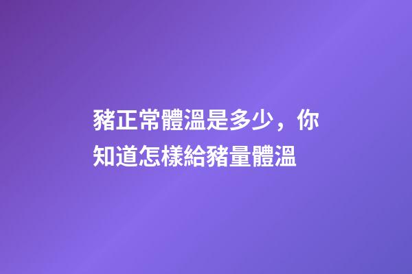 豬正常體溫是多少，你知道怎樣給豬量體溫-第1張-觀點(diǎn)-玄機(jī)派