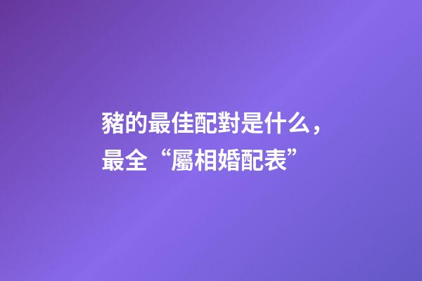 豬的最佳配對是什么，最全“屬相婚配表”-第1張-觀點-玄機派