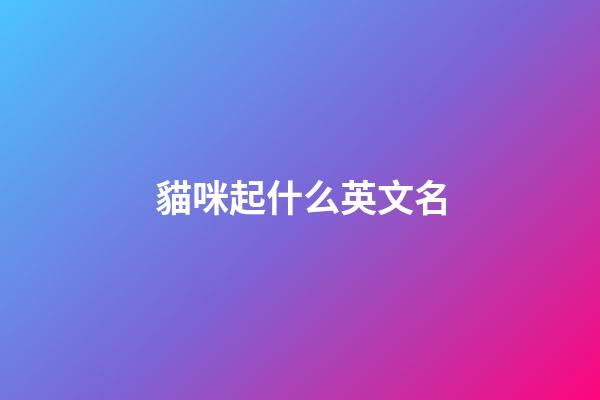 貓咪起什么英文名