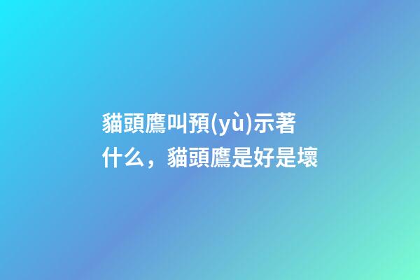 貓頭鷹叫預(yù)示著什么，貓頭鷹是好是壞