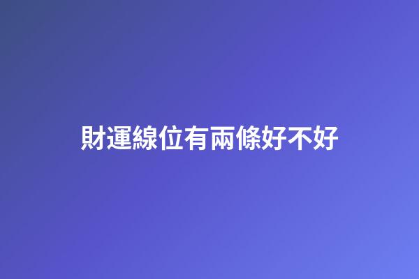 財運線位有兩條好不好