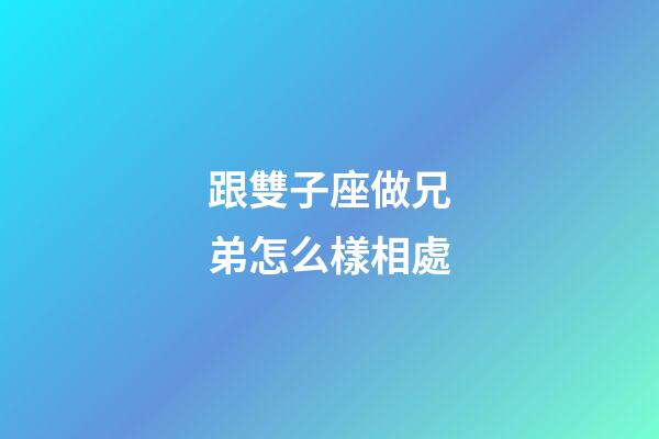 跟雙子座做兄弟怎么樣相處-第1張-星座運勢-玄機派