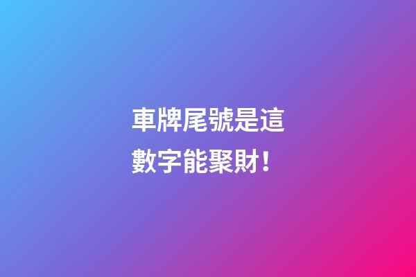 車牌尾號是這數字能聚財！