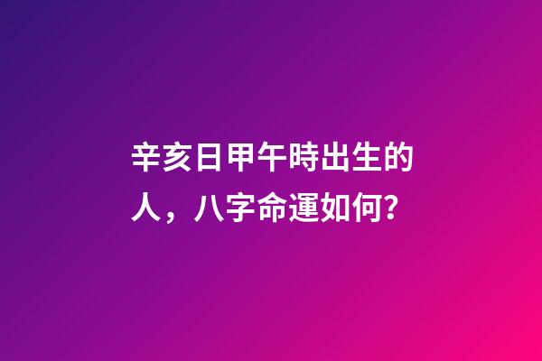 辛亥日甲午時出生的人，八字命運如何？
