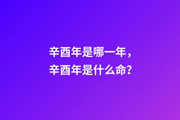 辛酉年是哪一年，辛酉年是什么命？