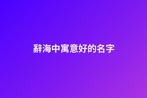 辭海中寓意好的名字