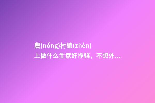 農(nóng)村鎮(zhèn)上做什么生意好掙錢，不想外出打工的-第1張-觀點(diǎn)-玄機(jī)派