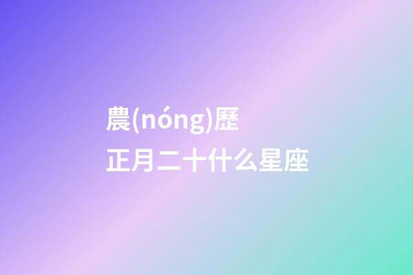 農(nóng)歷正月二十什么星座-第1張-星座運(yùn)勢-玄機(jī)派