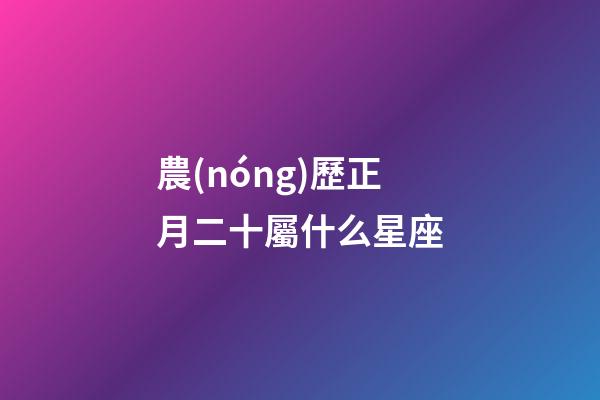 農(nóng)歷正月二十屬什么星座-第1張-星座運勢-玄機派