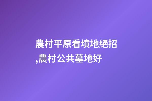 農村平原看墳地絕招,農村公共墓地好-第1張-觀點-玄機派