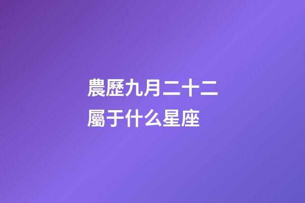 農歷九月二十二屬于什么星座-第1張-星座運勢-玄機派