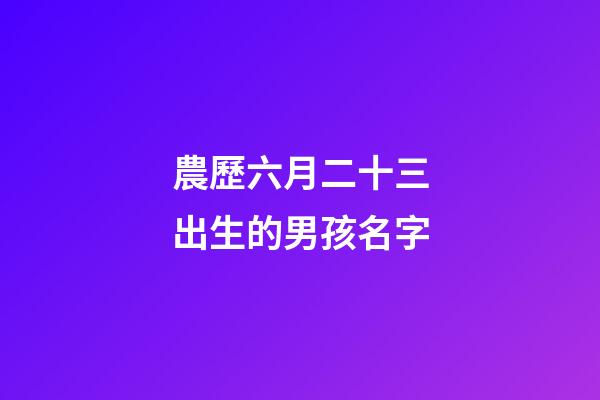 農歷六月二十三出生的男孩名字(農歷六月二十三出生的女孩)