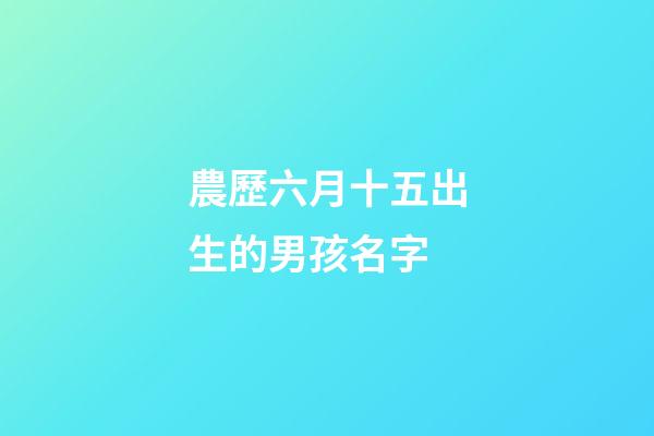 農歷六月十五出生的男孩名字(農歷六月十五出生的男孩名字大全)-第1張-男孩起名-玄機派