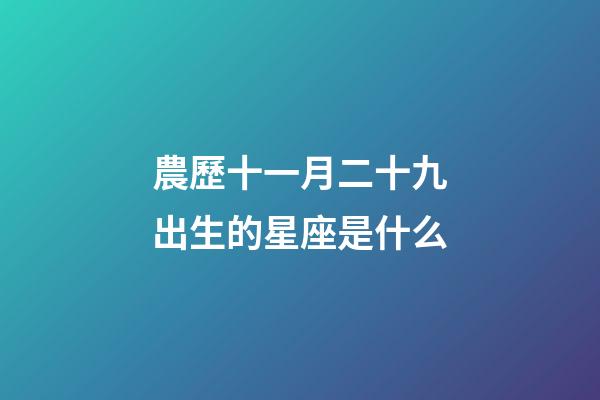 農歷十一月二十九出生的星座是什么-第1張-星座運勢-玄機派