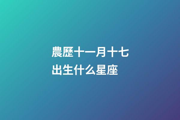 農歷十一月十七出生什么星座-第1張-星座運勢-玄機派