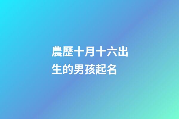 農歷十月十六出生的男孩起名(農歷十月十六日出生)-第1張-男孩起名-玄機派