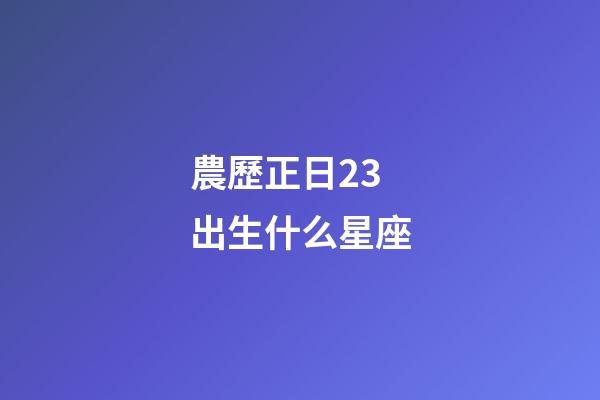農歷正日23出生什么星座-第1張-星座運勢-玄機派