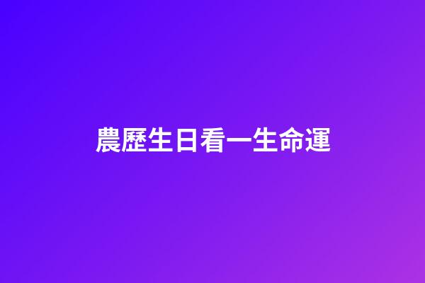 農歷生日看一生命運