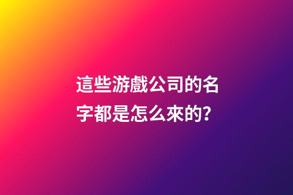 這些游戲公司的名字都是怎么來的？-第1張-公司起名-玄機派
