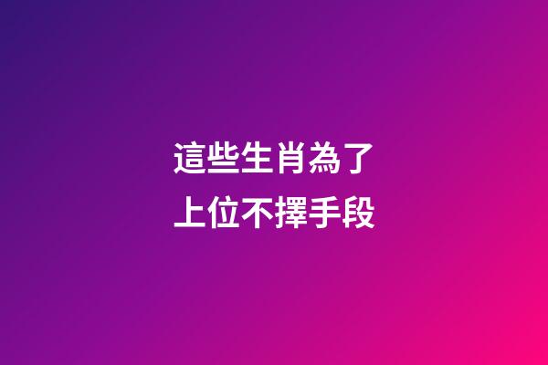 這些生肖為了上位不擇手段