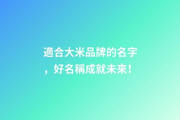 適合大米品牌的名字，好名稱成就未來！-第1張-商標起名-玄機派
