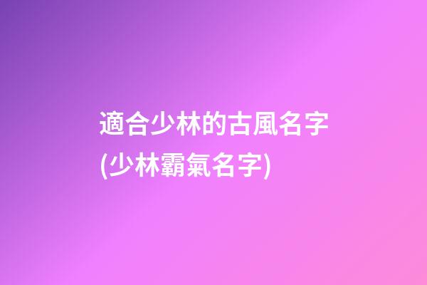 適合少林的古風名字(少林霸氣名字)
