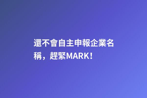 還不會自主申報企業名稱，趕緊MARK！-第1張-公司起名-玄機派