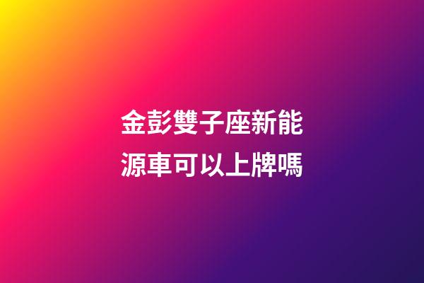 金彭雙子座新能源車可以上牌嗎