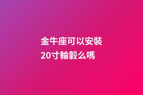 金牛座可以安裝20寸輪轂么嗎