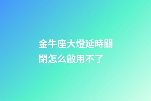 金牛座大燈延時關閉怎么啟用不了