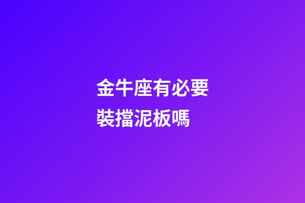 金牛座有必要裝擋泥板嗎