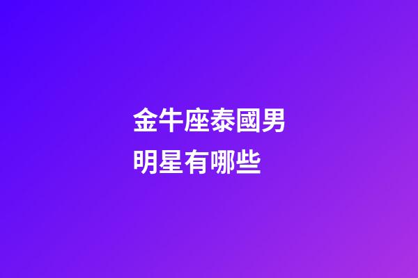 金牛座泰國男明星有哪些