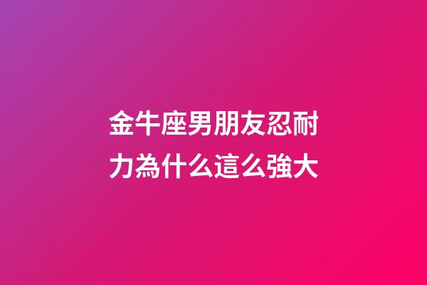 金牛座男朋友忍耐力為什么這么強大-第1張-星座運勢-玄機派
