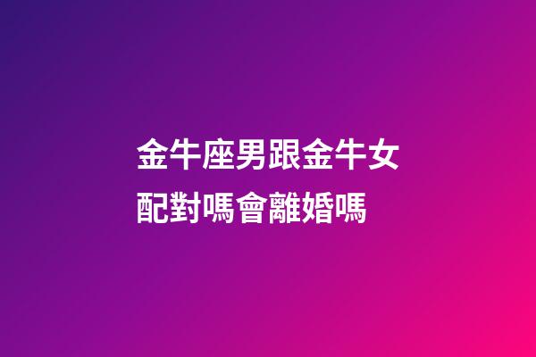 金牛座男跟金牛女配對嗎會離婚嗎-第1張-星座運勢-玄機派