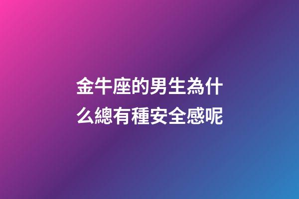 金牛座的男生為什么總有種安全感呢-第1張-星座運勢-玄機派