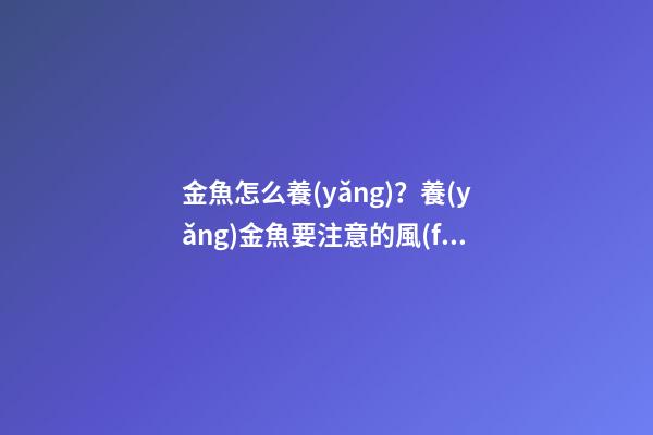 金魚怎么養(yǎng)？養(yǎng)金魚要注意的風(fēng)水禁忌