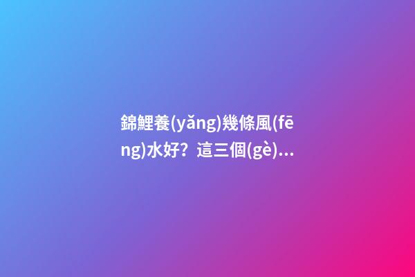 錦鯉養(yǎng)幾條風(fēng)水好？這三個(gè)說(shuō)法要記好了！