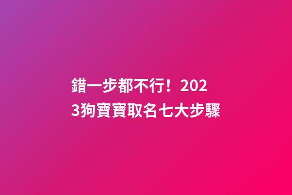 錯一步都不行！2023狗寶寶取名七大步驟