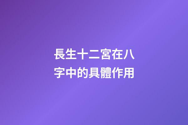 長生十二宮在八字中的具體作用