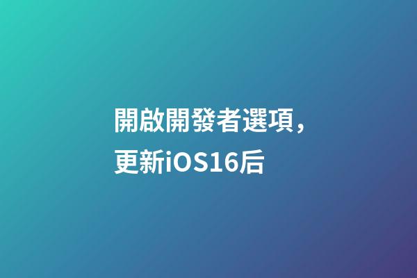 開啟開發者選項，更新iOS16后-第1張-觀點-玄機派