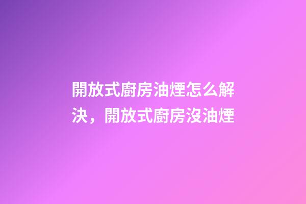 開放式廚房油煙怎么解決，開放式廚房沒油煙-第1張-觀點-玄機派