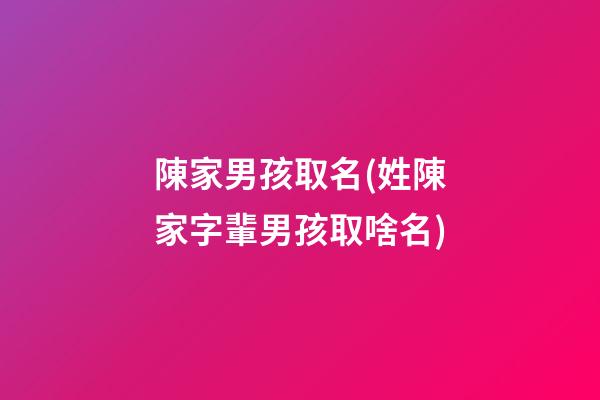陳家男孩取名(姓陳家字輩男孩取啥名)