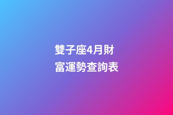 雙子座4月財富運勢查詢表-第1張-星座運勢-玄機派