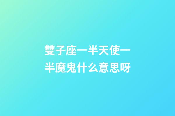 雙子座一半天使一半魔鬼什么意思呀