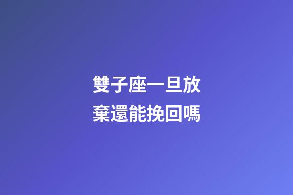 雙子座一旦放棄還能挽回嗎-第1張-星座運勢-玄機派