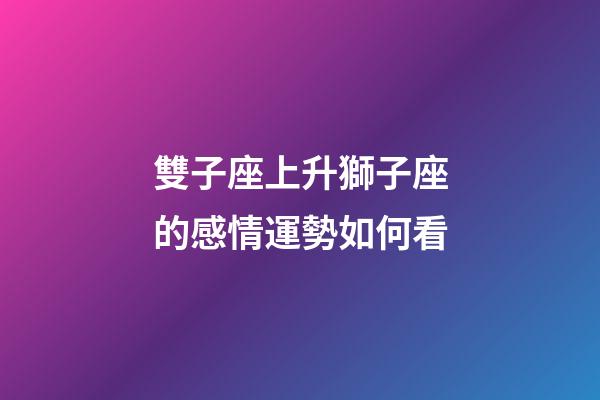 雙子座上升獅子座的感情運勢如何看-第1張-星座運勢-玄機派