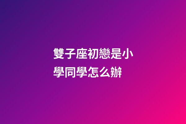 雙子座初戀是小學同學怎么辦-第1張-星座運勢-玄機派